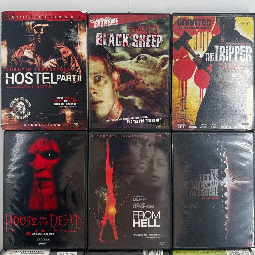 Horror DVD Lot of 6 | Hostel Part II, Texas Chainsaw, From Hell | Unrated